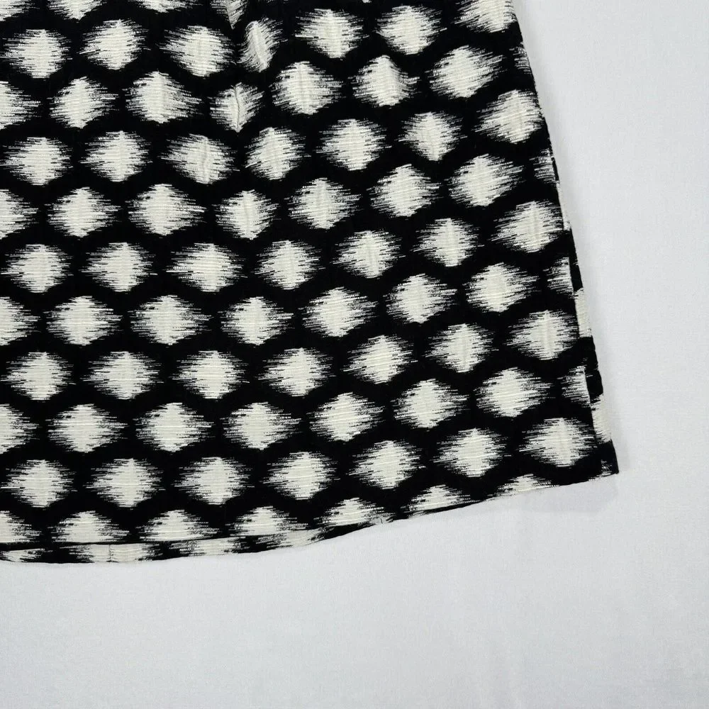 Banana Republic Mini Skirt Black White Polka Dot Size 10 A-Line Pleated Back Zip - Picture 5 of 15
